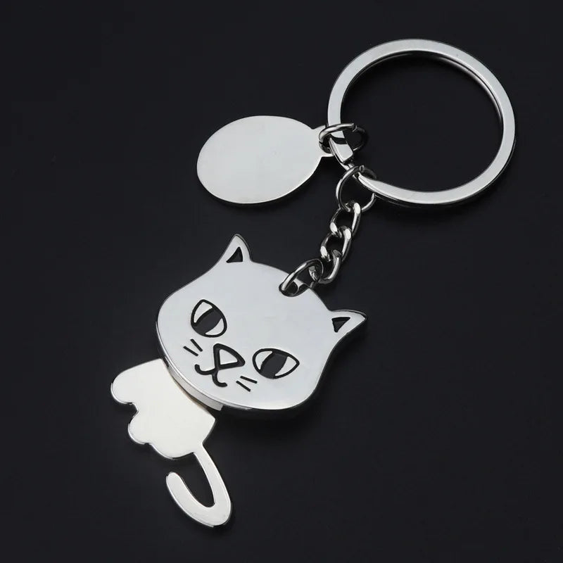 Fashion Cute Pet Cat And Dog Keychain Creative Backpack Car Metal Key Chain Pet Shop Promotional Gift