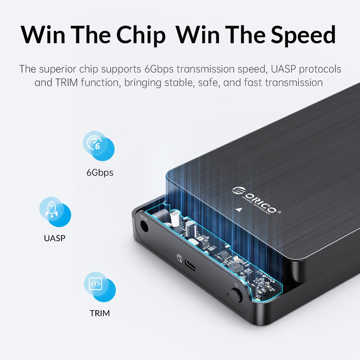 ORICO 3.5" HDD Case SATA to USB C 6Gbps External Hard Drive Case for 3.5 inch HDD Enclosure with 12V Power Adapter Support 18TB