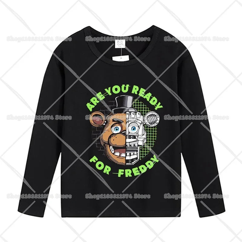 Five Nights At Freddys Long Sleeves Kids T-shirts Anime FNAF Tee Tops Cotton Fashion Children Clothes Undershirt Birthday Gift