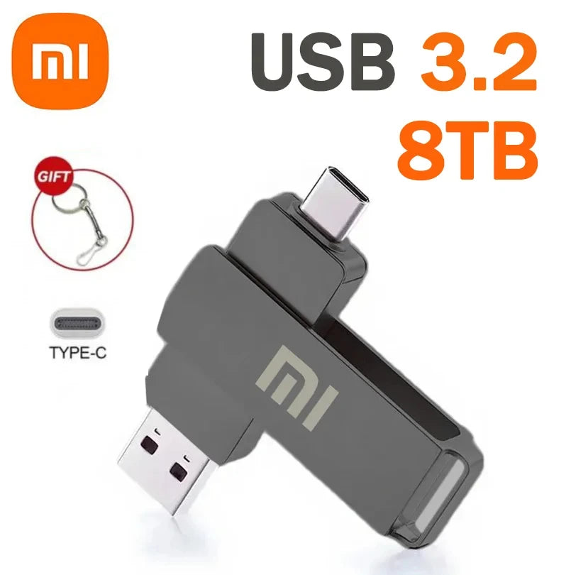 Xiaomi USB 3.2 16TB USB Flash Drive Memory Type-C 2-In-1 8TB 4TB OTG Pendrive 2TB High Speed Flash Disk 1TB For PC Laptop