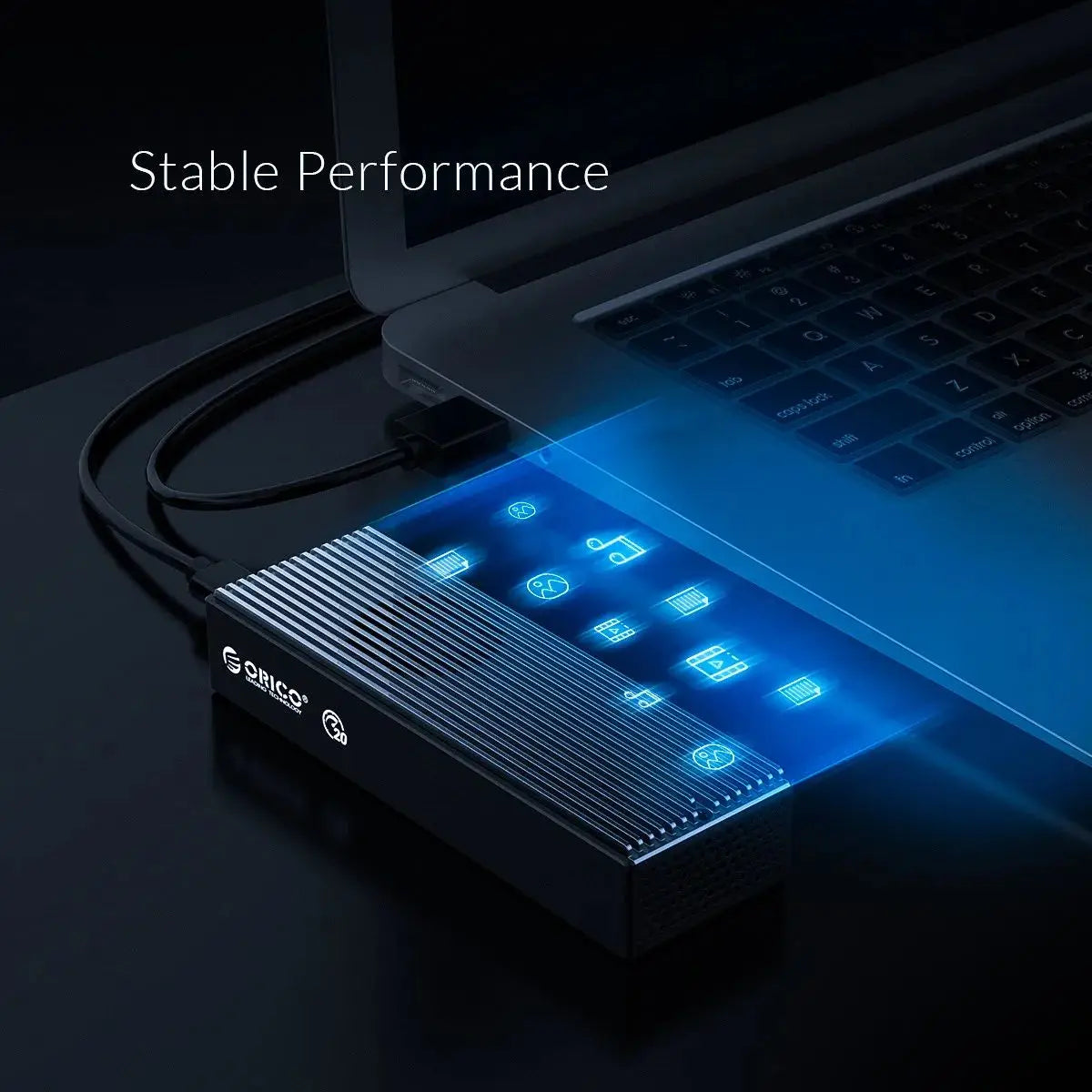 ORICO 20Gbps M.2 NVME SSD Case with Built-in Cooling Fan Type-C M2 NVME SSD Enclosure For M.2 NVME 2230 2242 2260 2280 SSD