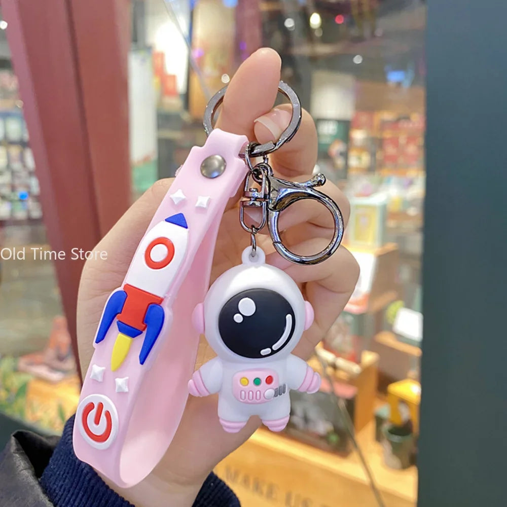 Cute PVC Colorful Astronauts Keychain Tassels Gloomy Bear Rabbit Ears Car Backpack Key Chain Pendant Jewelry Gifts for Women