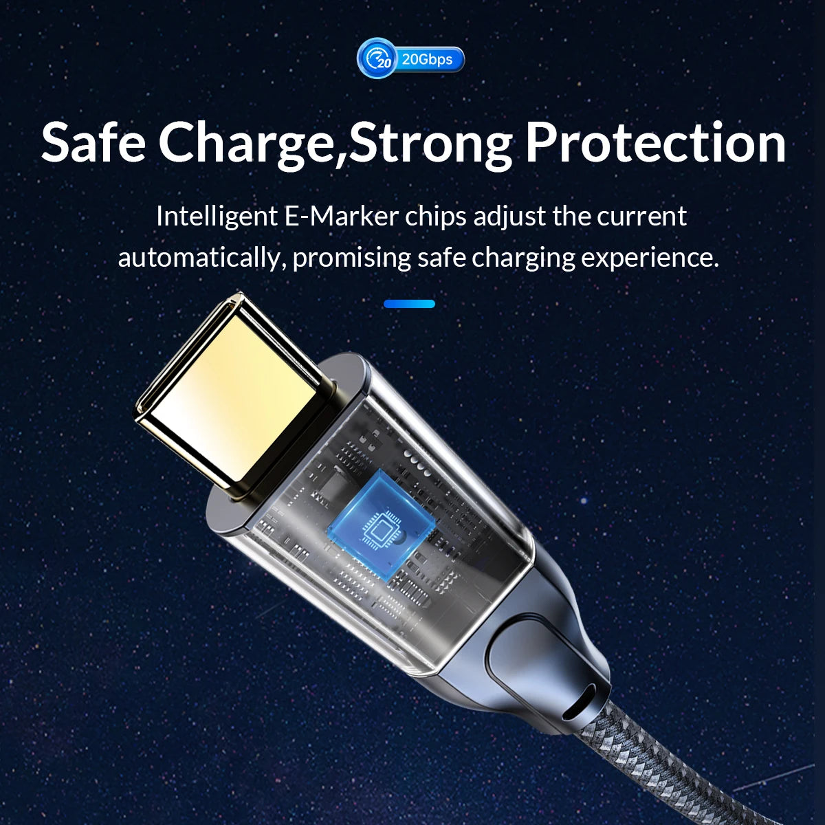 ORICO 5m 20Gbps USB C Cable PD100W Fast Charger Cord USB3.2 Gen 2 HD 4K@60Hz Video Braided with E-mark for Laptop MacBook