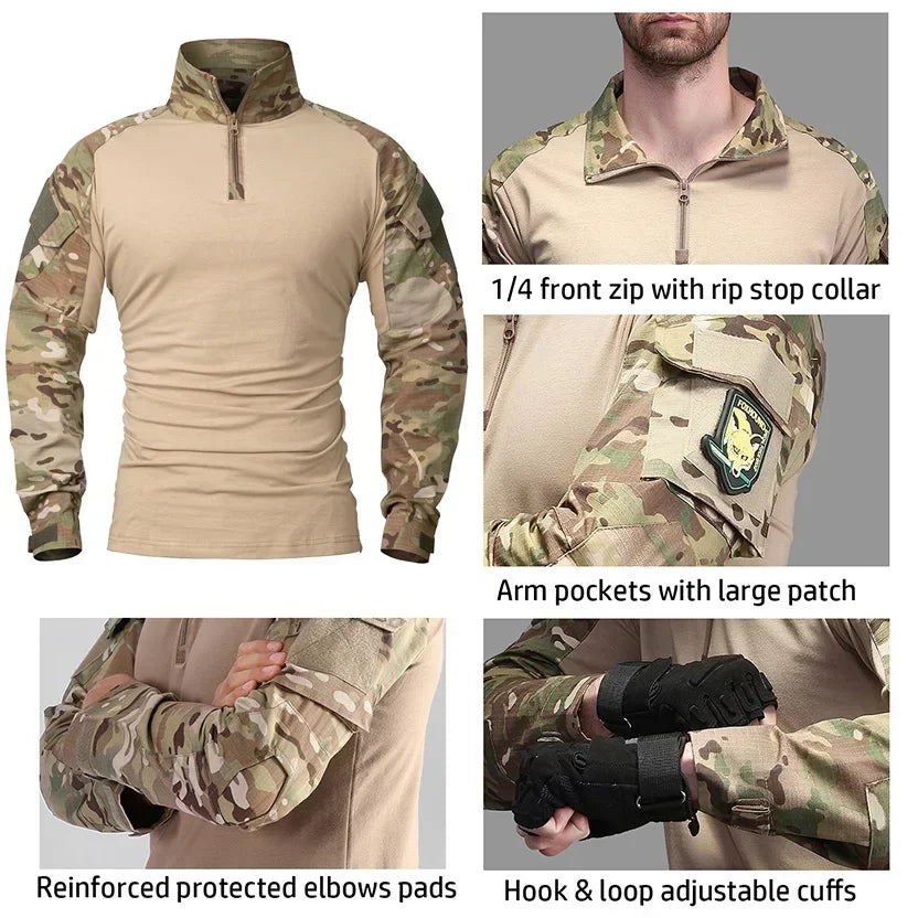 Tactical T-Shirts Airsoft Tactic Army Combat Shirts Paintball Hunting Clothes Breathable