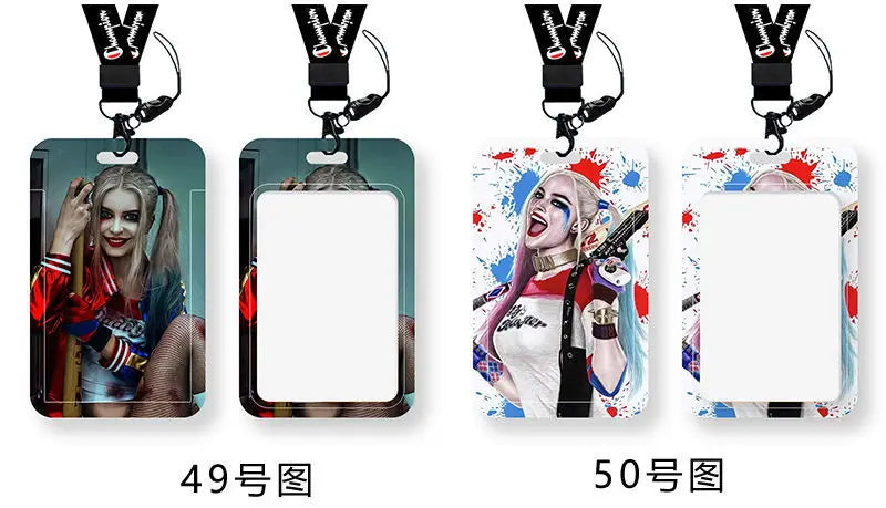 DC Joker Harley Quinn Anime Movie Periphery Student Campus Card Cover Creative Cartoon Lanyard Work Card Protective Cover Gifts