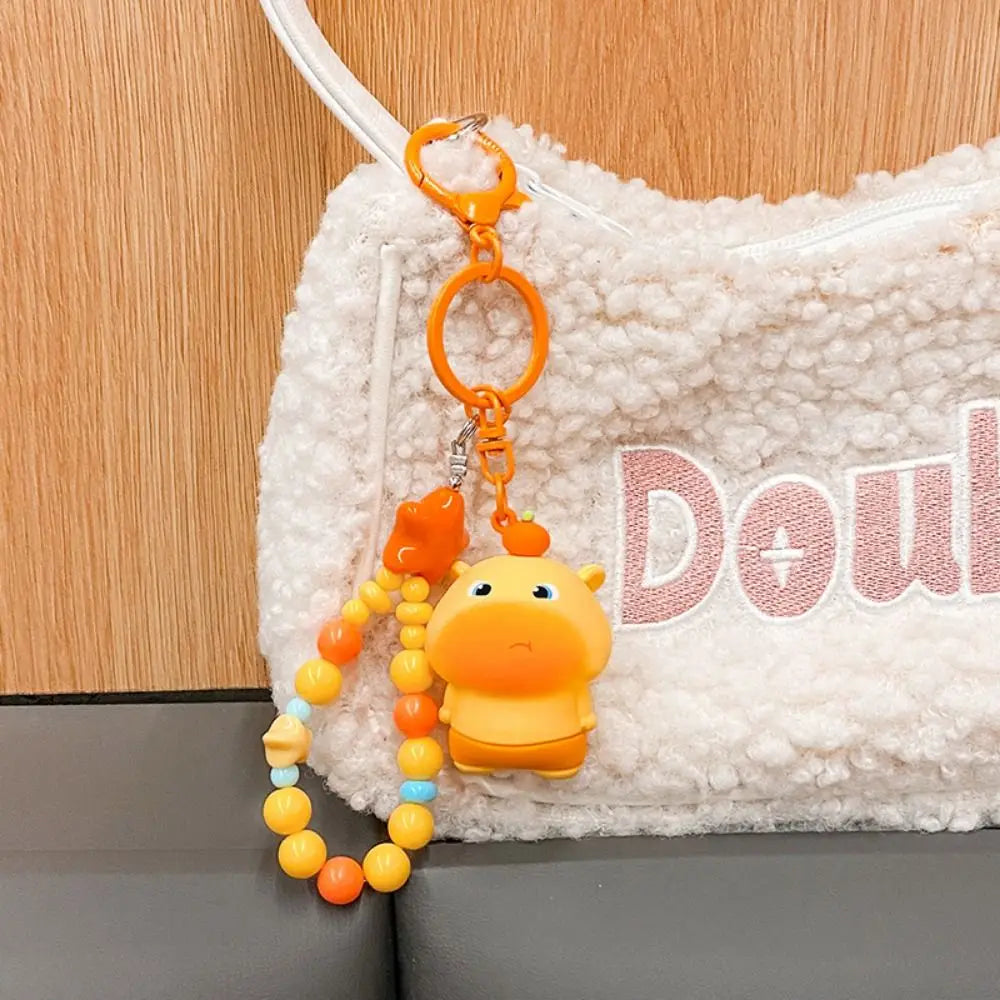 Creative PVC Capybara Key Ring Bag Charm Cute Expression Lulu Doll Keychain Q-version Beading Cartoon Phone Chain Kids