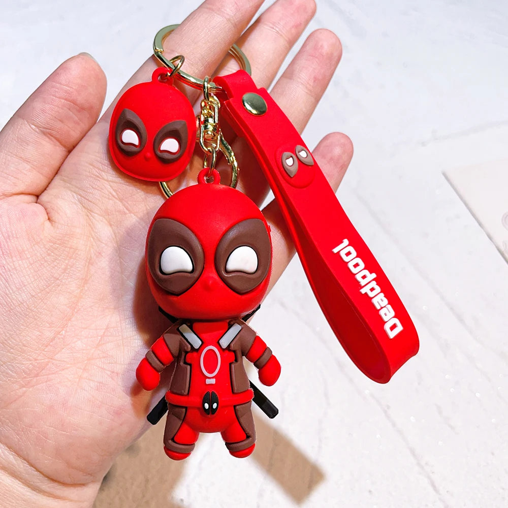 Marvel Deadpool Keychain - Funny Q Version Keyring, Cute Anti-Hero Backpack Charm for Fans & Couples (Gift Idea)