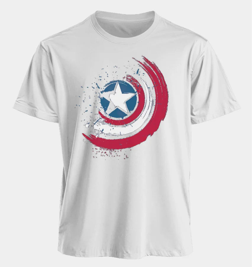 Marvel Men's and Women's T-shirts Captain America Summer Spring and Autumn New Classic Oversized Sporty Trendy Short-sleeved