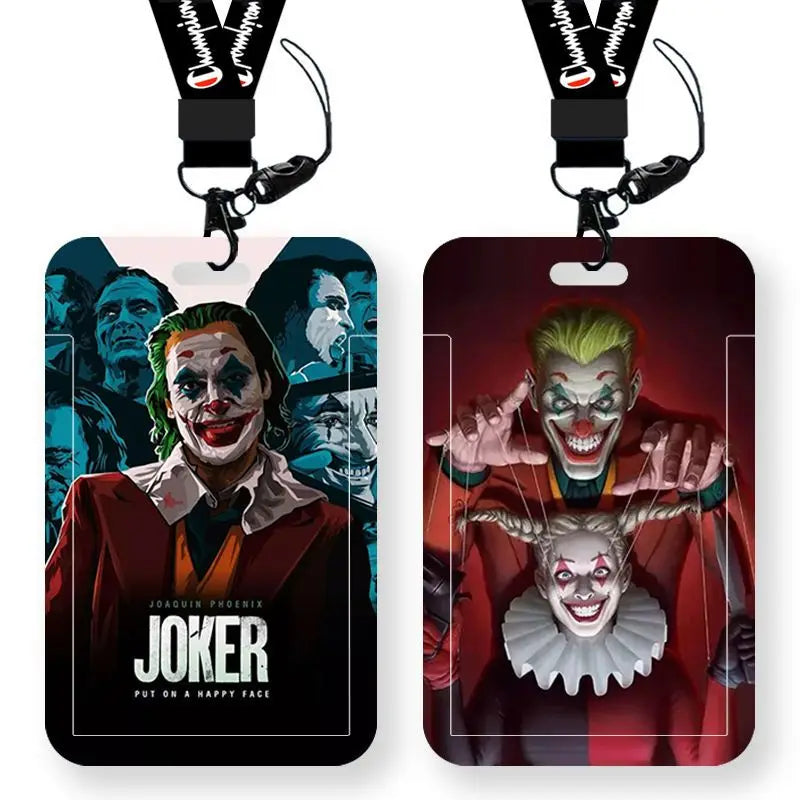 DC Joker Harley Quinn Anime Movie Periphery Student Campus Card Cover Creative Cartoon Lanyard Work Card Protective Cover Gifts
