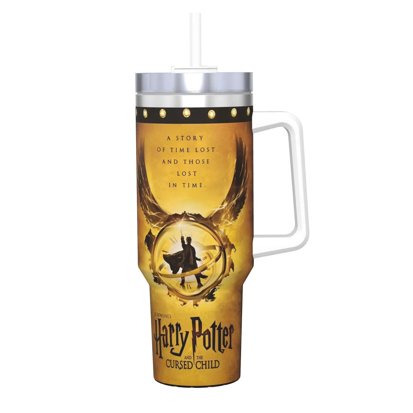 H-HARRY Movie Car Mugs With Straws  P-POTTER Travel Cold and Hot Water Bottle Portable Large Capacity Coffee Mug