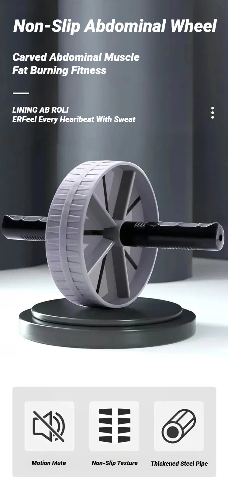 1Pcs Abdominal Wheel Strong Load Bearing Non-slip Roller Strengthen Muscle Exercise Equipment Fitness Training Home Use Silent