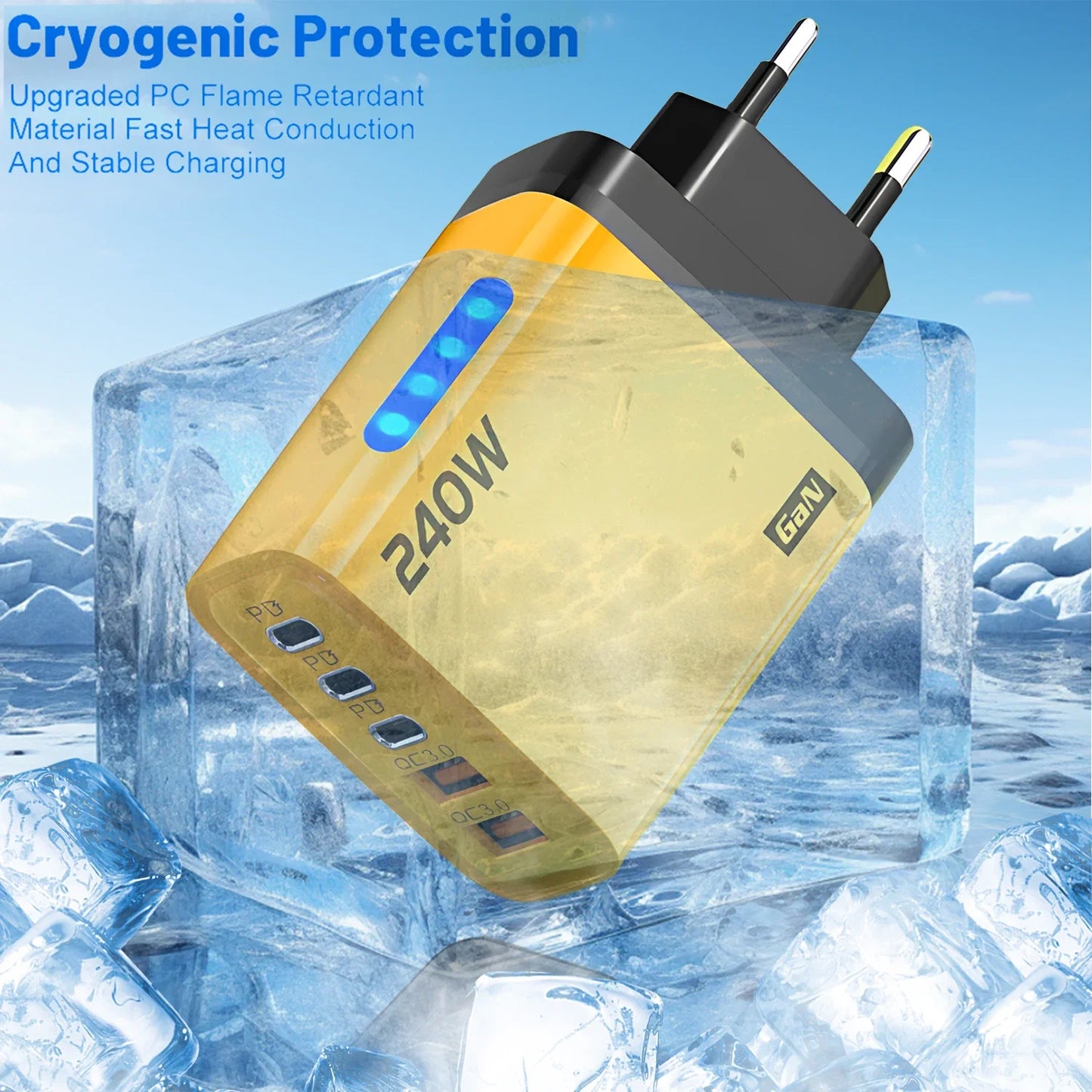 Xiaomi 5 in 1 240W  GaN Fast Charger With LED Light 2USB+3Type-C Multi Port Phone Charging Head For iPhone Huawei Laptop Tablets