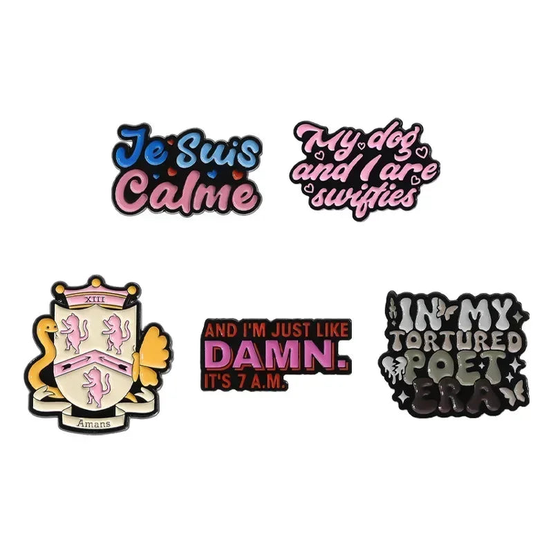 Pop Music Singer Lyrical Music Lyrics Enamel Pin In My Tortured Poet Creative Custom Brooch Lapel Badge Jewelry Gift For Friend