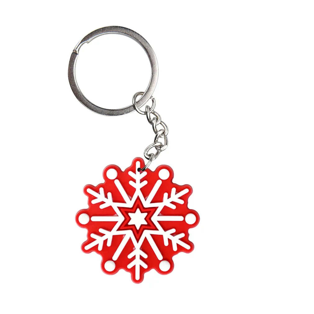 Snowflake Series Keychain New 2D PVC Soft Rubber Backpack Decoration Christmas Gift Car Free DIY Keychain Accesorios Bag Charm
