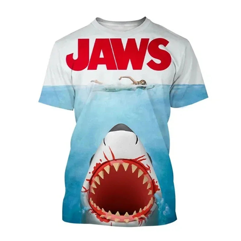 Horror Movie Jaws T-Shirts Shark 3D Printed Streetwear Men Women Fashion Oversized Short Sleeve T Shirt Kids Tees Tops Clothing