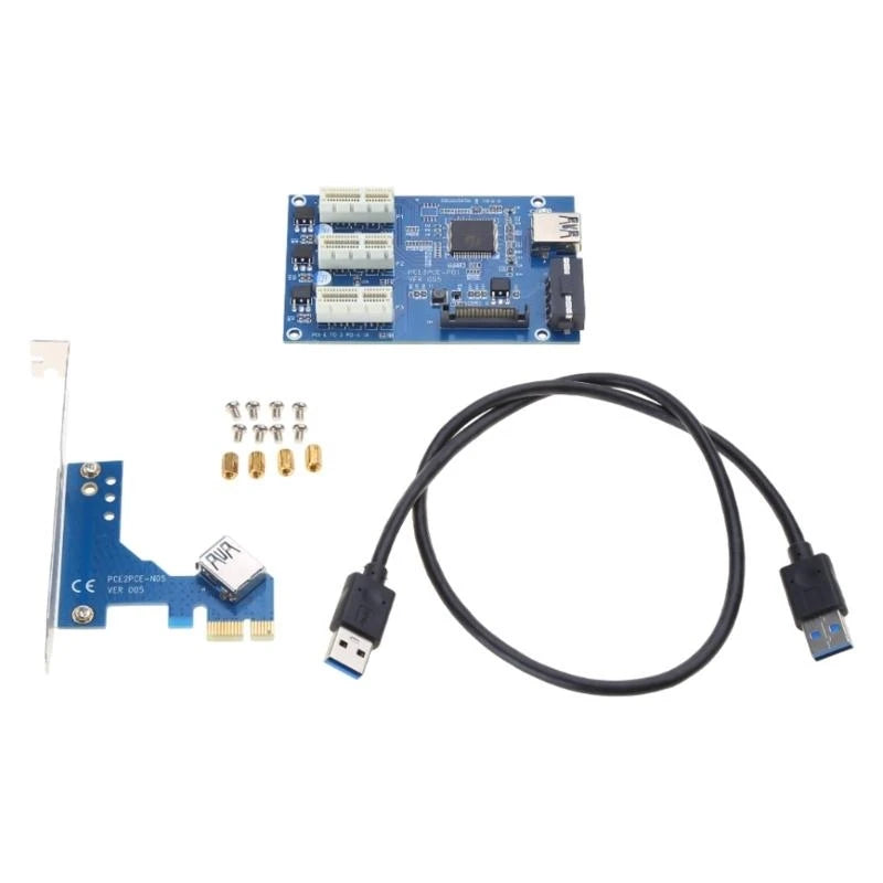 02DD PCIe 1 to 3 Riser Card, Pcie Splitter 1 to 3 PCI Riser Card, 3 Risers into 1 PCI Card, PCIe Multiplier Risers 1X to 1X