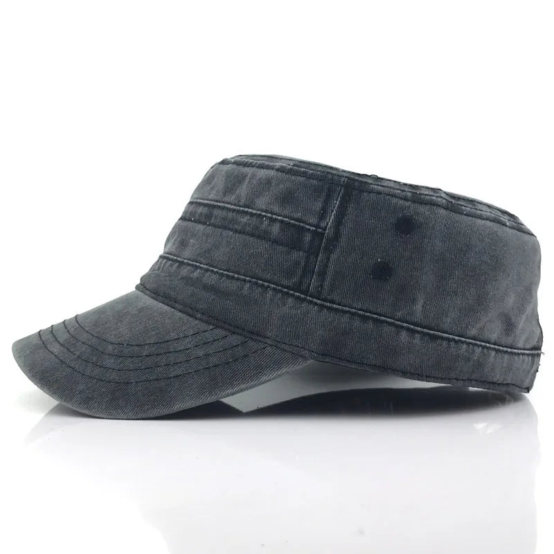 Tactical Hunting Cap for Men Solid Washed Denim Baseball Cap Summer Flat Military Snapback Vintage Sunshade Sun Dad Hat