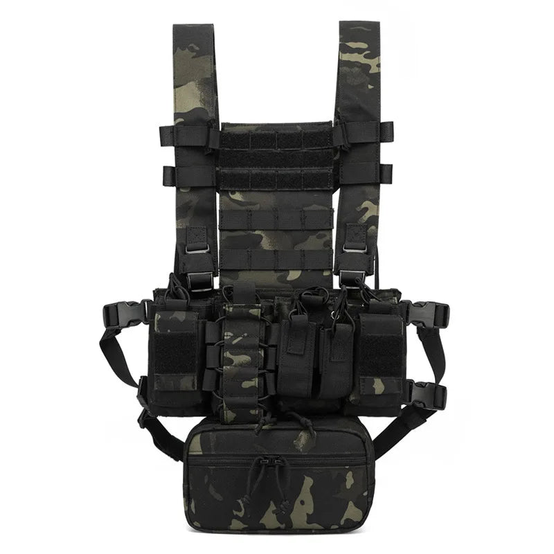 Military Tactical Vest Chest Rig with Adjustable Straps & Large Capacity Pouch for Outdoor Adventure & Tactical Missions