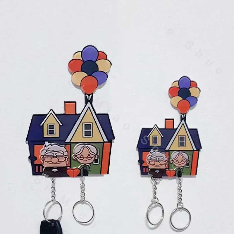 Wall-Mounted Key Holder House Couple Keychain Hanger Shared Keychains Up Movie Key Holder Jigsaw Key Ring Holder Christmas Gift