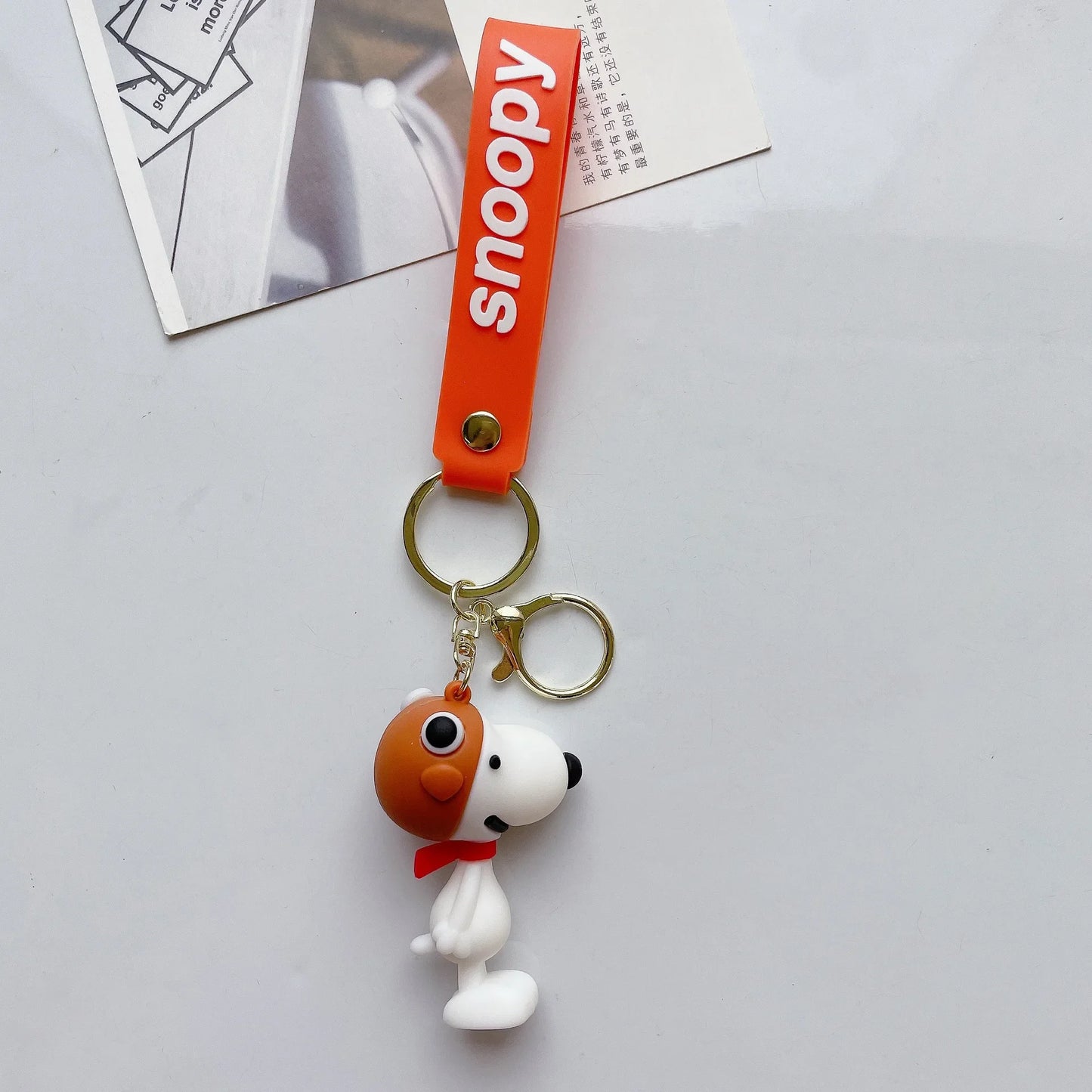 Snoopy Woodstock Charlie PVC Keychain Cute Cartoon Couple Chain Soft Rubber Small Pendant Key Ring Gift Decoration Accessories