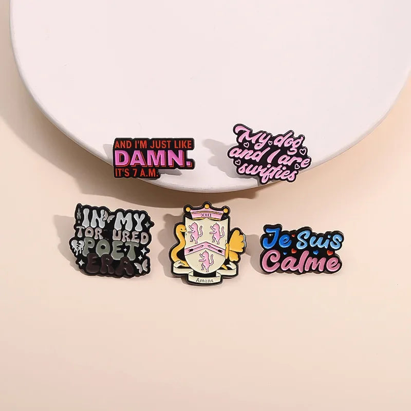 Pop Music Singer Lyrical Music Lyrics Enamel Pin In My Tortured Poet Creative Custom Brooch Lapel Badge Jewelry Gift For Friend