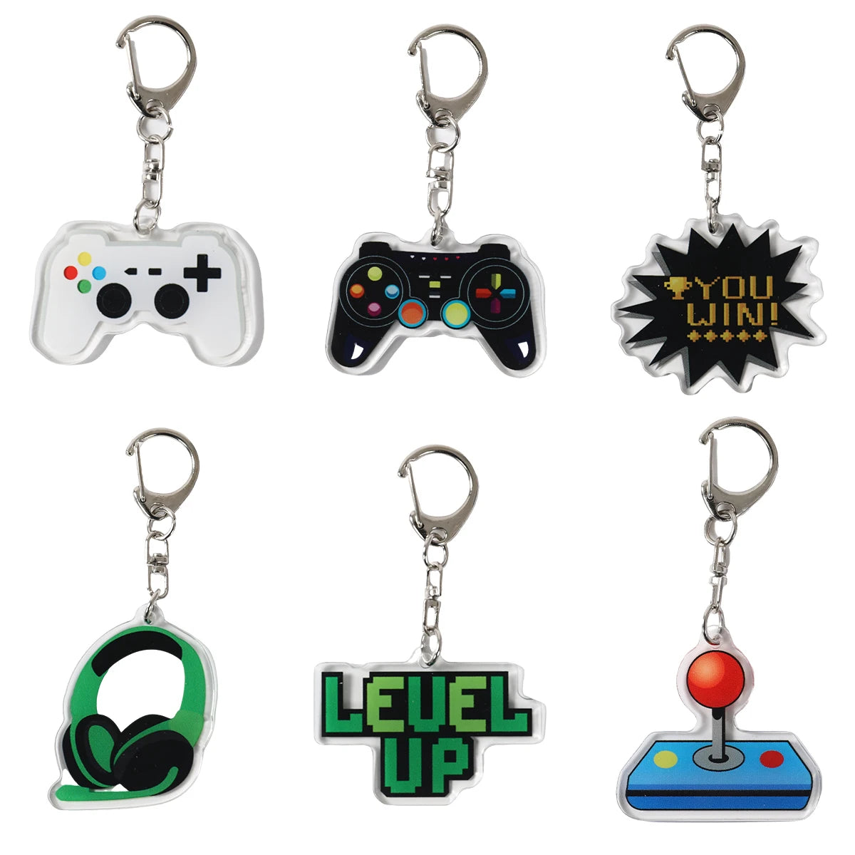 6Pcs Cute GamePad PVC Keychain Video Game on Theme Backpack Pendant for Boys Kids Birthday Game Night Party Favors Party Fillers