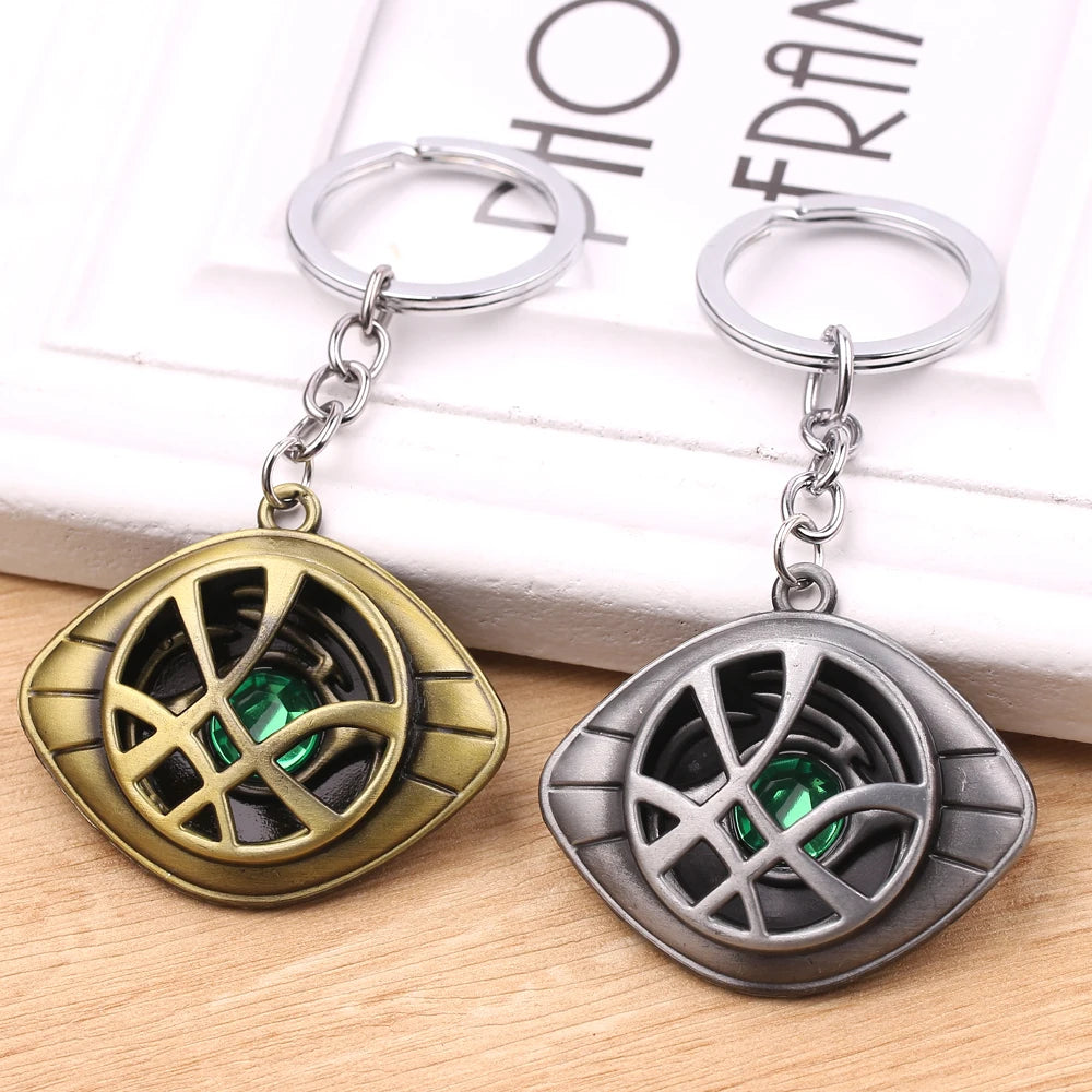 Marvel Avengers Doctor Strange Keychain Retro Unlimited Time Stone Pendant Keyrings Men Women Car Bag Key Holder Jewelry Gifts