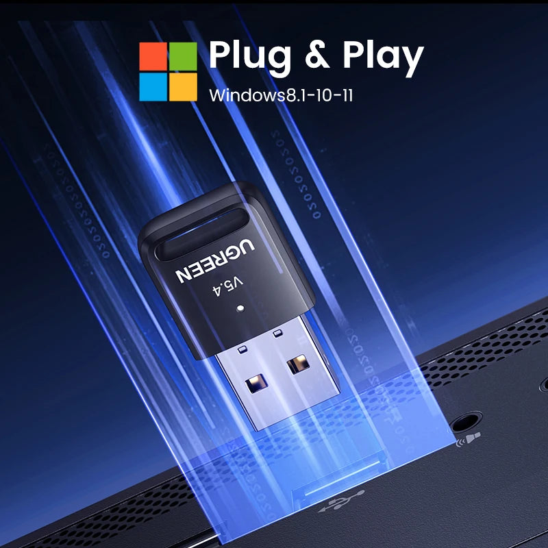 UGREEN 2 in 1 USB Bluetooth 5.4 Dongle Adapter for PC Speaker Wireless Mouse Music Audio Receiver Transmitter Bluetooth 5.0