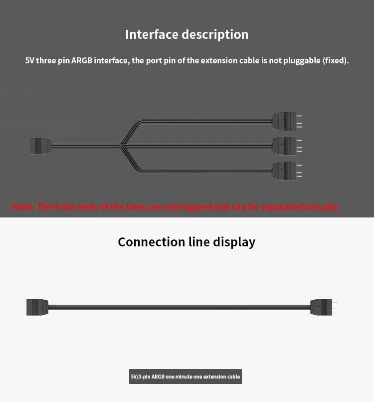 TEUCER RGB Fan Splitter Cable Sync Motherboard Cable RGB Fan Hub Adapter Cable 3PIN PC Fan Extension Cable 1 to 1/2/3/4 Line