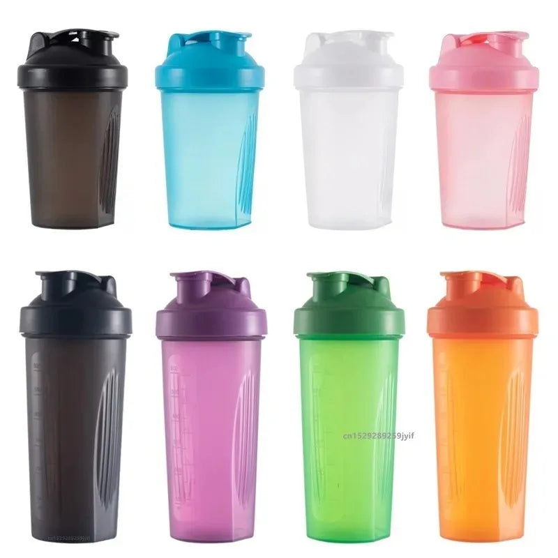 Sports Shaker Protein Bottle with steel Ball Powder Shake Cup Water Bottle Plastic Mixing Cup Body Building Exercise Bottle