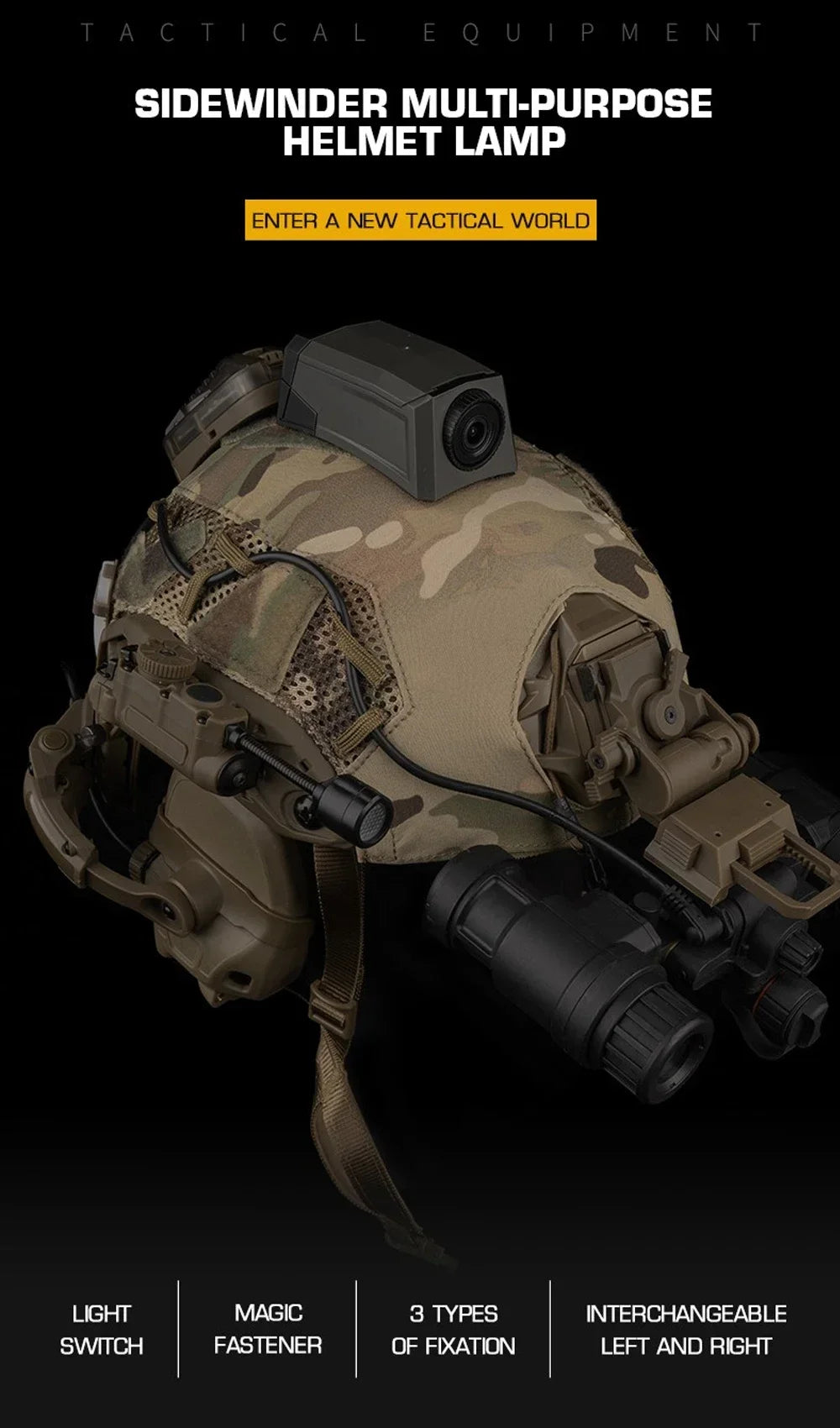 Tactical Helmet Lamp Head Lantern with Multi-color IR Light for Weapon Lights and Emergency Signal Outdoor Hunting Camping