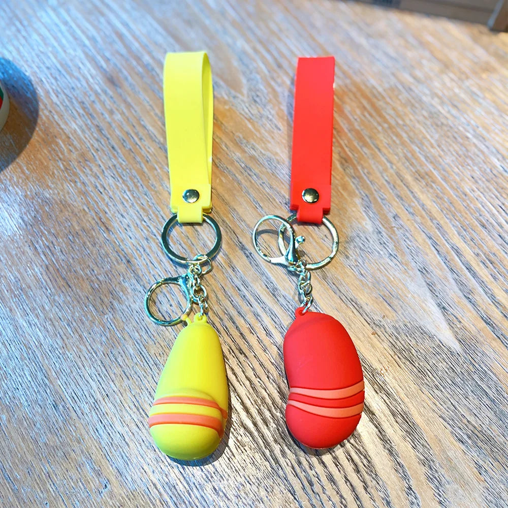 Cute and Funny Larva Pvc Keychain Student Backpack Pendant Red Cartoon Figurine Keychain Stationery Bag Accessory Childrens Toy