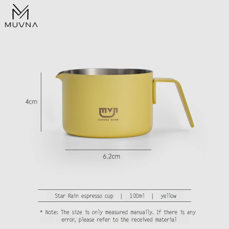 MUVNA Espresso Mug - Star Rain, 100ml Stainless Steel Coffee cup with Scale, Coffee Mugs with Handle, Colourful, Black & White