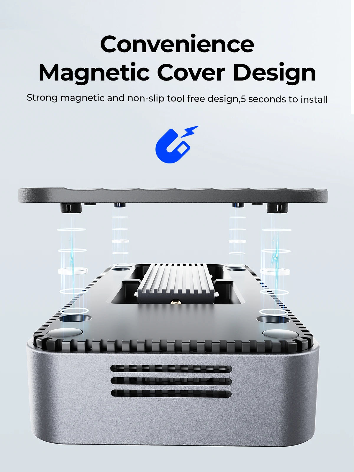 ORICO USB C Display Hub 10Gbps with Cooling Fan M.2 NVMe SATA SSD Enclosure HDMI RJ45 SD/TF Docking Station for Gamers