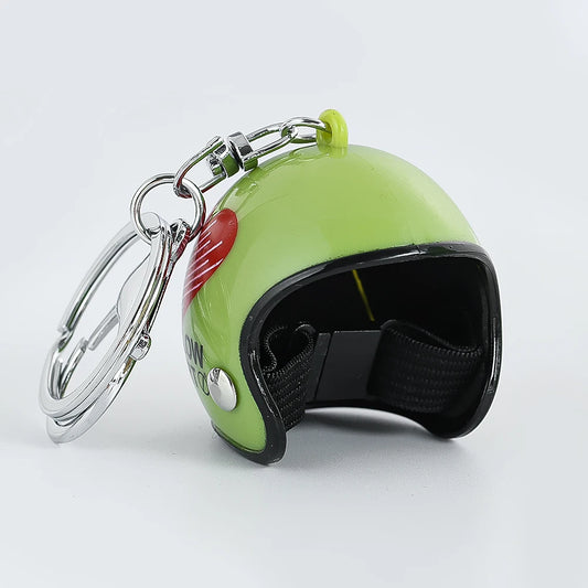 1PC PVC Green Helmet Keychain Mini Motorcycle Helmet Keychain Love Pattern Women's Bag Zipper Pendant Men's Car Key Chain