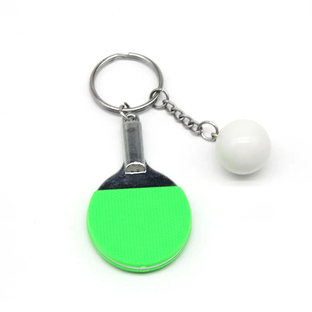 Fashion Simulation Table Tennis Keychain PVC Creative Mini Ping Pong Key Ring Backpack Pendant Car Accessories Sports Club Gift