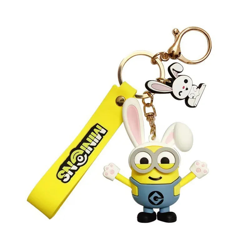 New M-Minions Keychain Animated Banana Villain 3D Keychain PVC Pendant key Rings for Kids Birthday Toy Gift
