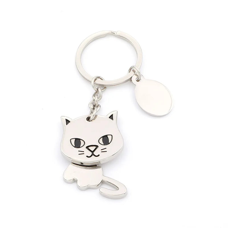 Fashion Cute Pet Cat And Dog Keychain Creative Backpack Car Metal Key Chain Pet Shop Promotional Gift