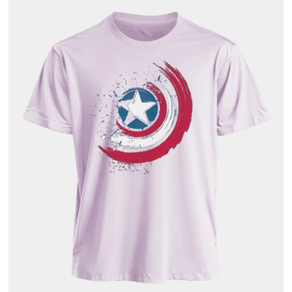 Marvel Men's and Women's T-shirts Captain America Summer Spring and Autumn New Classic Oversized Sporty Trendy Short-sleeved