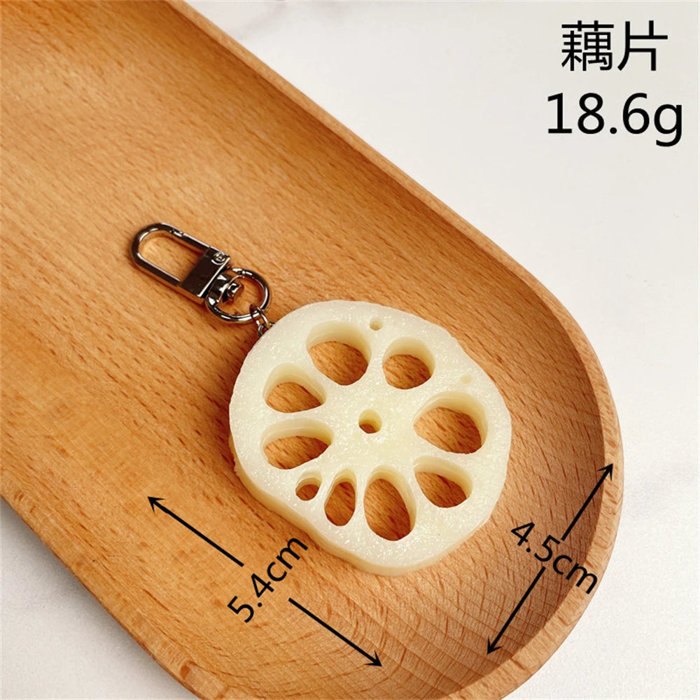 Creative PVC Simulation BBQ Skewers Food Keychain Resin Oden Squid Corn Meatball Keyring Restaurant Opening Gift Fashion Pendant