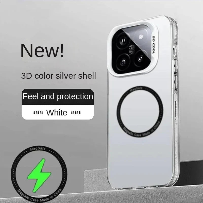For Magsafe Wireless Charging Matte Frosted Case For Xiaomi 14 13 13T 14T Pro Color Semi-Transparent Shockproof Protection Cover