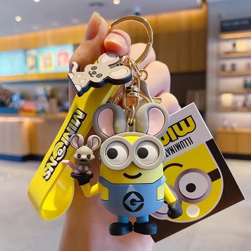 Minions Zodiac Keychain Cartoon Pvc Despicable Pendant Keyrings Fashion Backpack Key Holder Anime Creative Cosplay Decoration