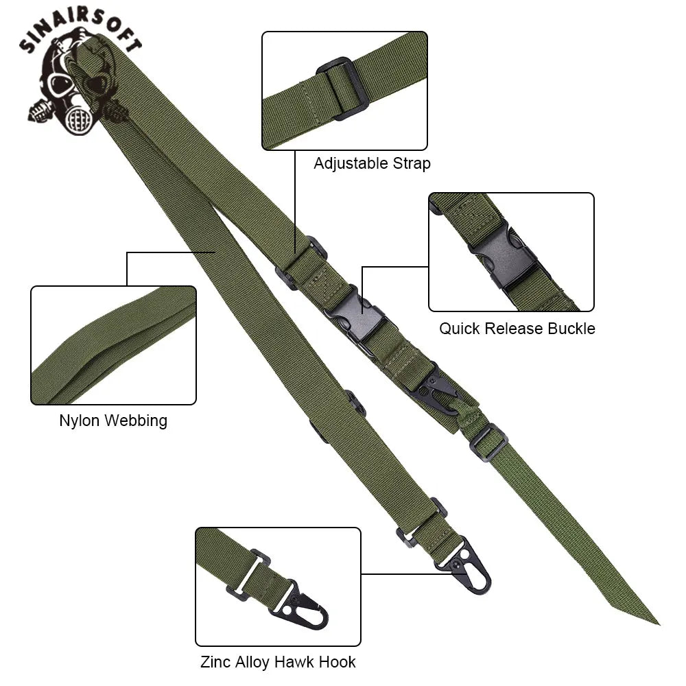Tactical 3 Point Sling Strap Quick Detach Release Adjustable Three Point Rifle AR Sling Strap For Hunting clothing accessories