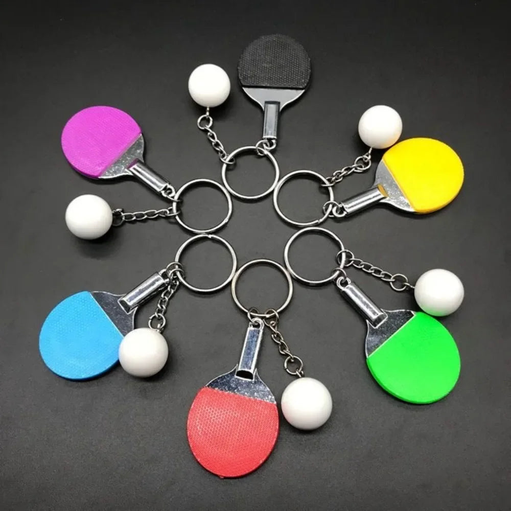 Fashion Simulation Table Tennis Keychain PVC Creative Mini Ping Pong Key Ring Backpack Pendant Car Accessories Sports Club Gift