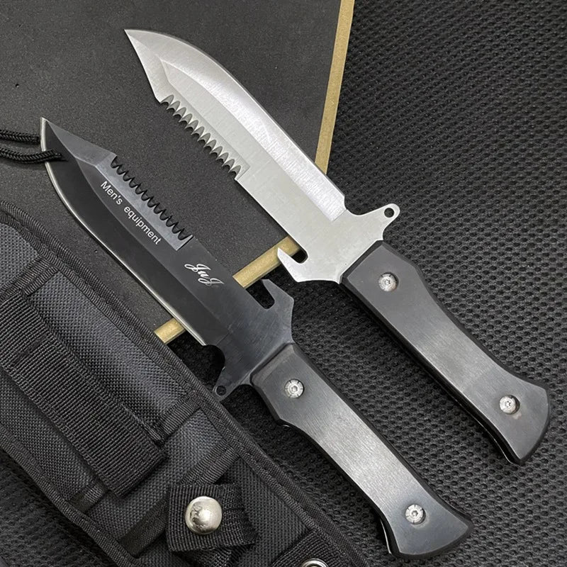 Tactical Hunting Knife Full Tang 8CR13MOV Blade Wood Handle Survival Tools Pocket Knife High Hardness Self Defense Combat Knives