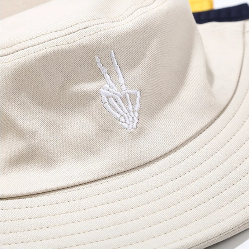 Fashionable Embroidered Fisherman's Hat Beach Men's And Women's Fishing Hat Outdoor Sun Hat Cartoon Pattern