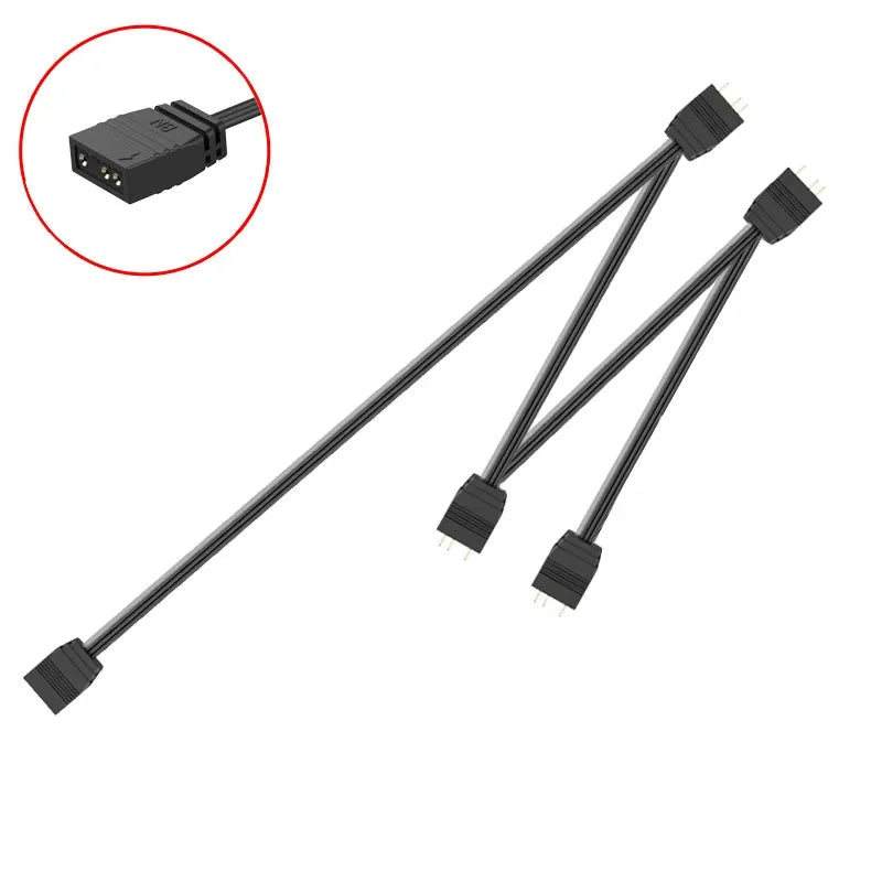 TEUCER RGB Fan Splitter Cable Sync Motherboard Cable RGB Fan Hub Adapter Cable 3PIN PC Fan Extension Cable 1 to 1/2/3/4 Line