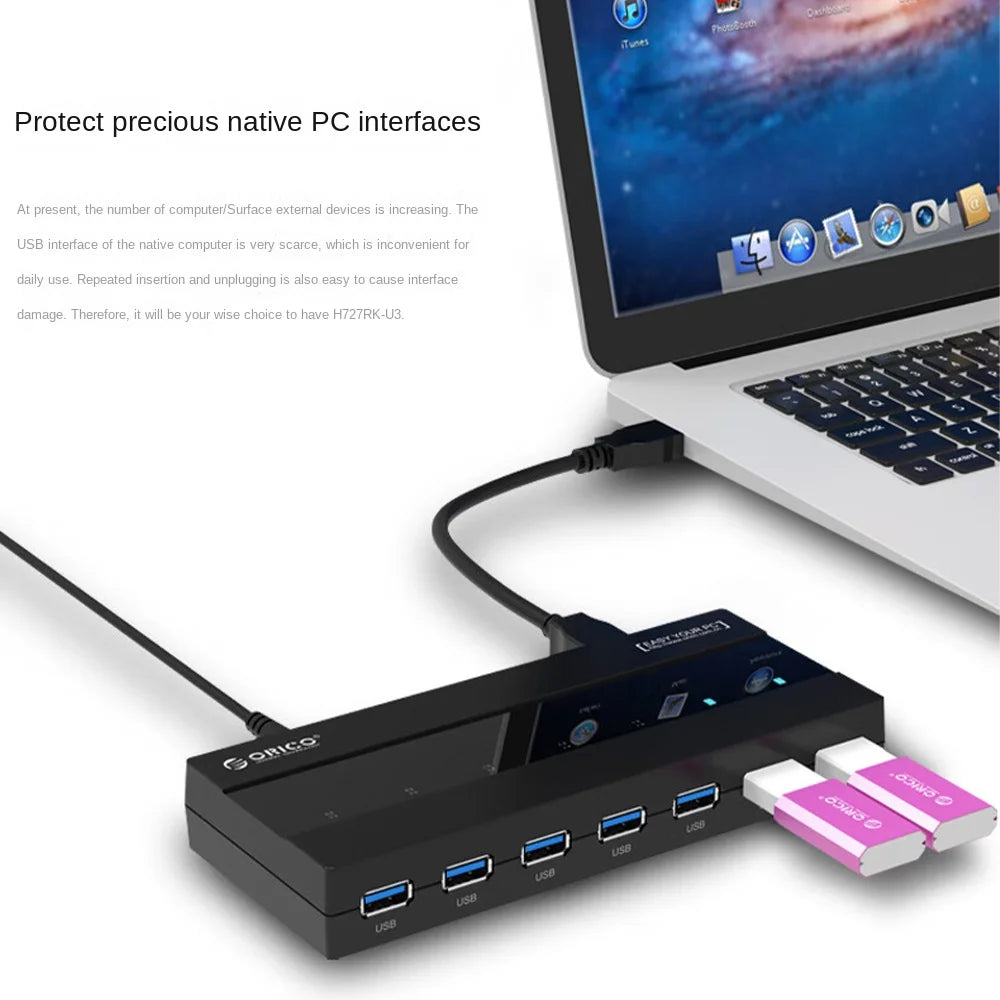 ORICO USB HUB Multi USB 3.0 Splitter,7 Ports USB 3.0 HUB,5Gbps, High Speed,OTG Adapter for PC,Computer Accessories,Macbook Pro