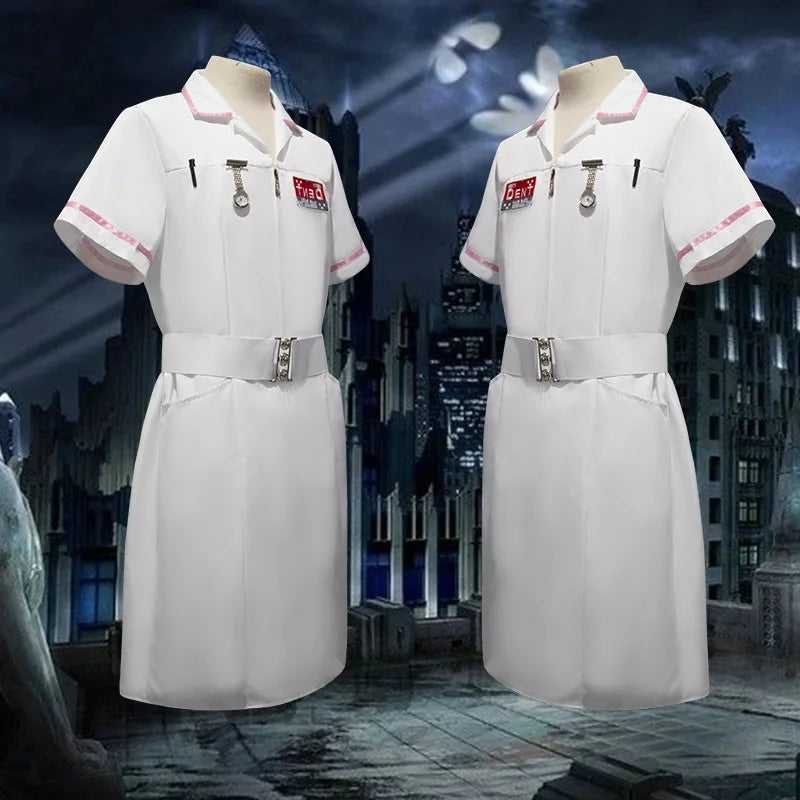 Movie Joker Cosplay Jack Nurse Costume Uniform Cosplay Scary Bat Joker Dress Pocket Watch Pen Halloween Cos Set