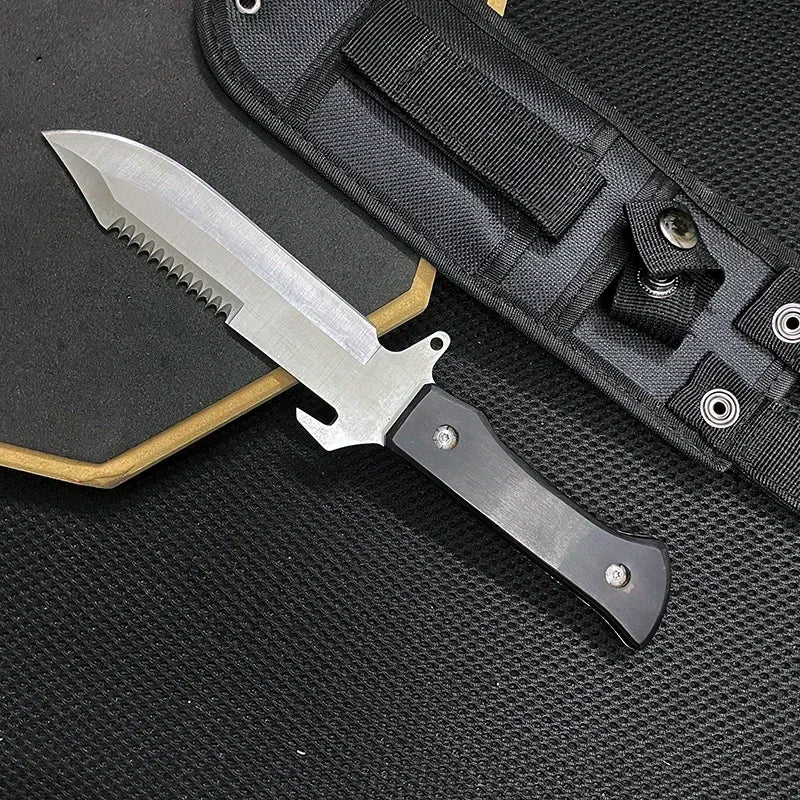 Tactical Hunting Knife Full Tang 8CR13MOV Blade Wood Handle Survival Tools Pocket Knife High Hardness Self Defense Combat Knives